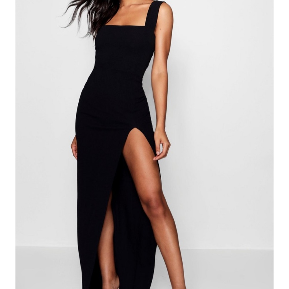 Nasty Gal Black long dress with slit